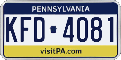 PA license plate KFD4081