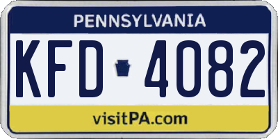 PA license plate KFD4082
