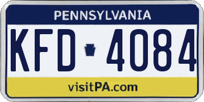 PA license plate KFD4084