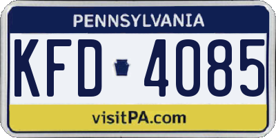 PA license plate KFD4085