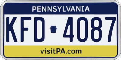 PA license plate KFD4087