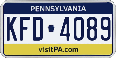 PA license plate KFD4089
