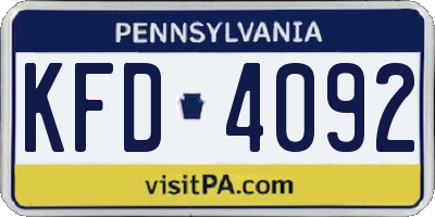 PA license plate KFD4092