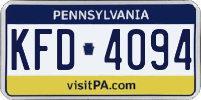 PA license plate KFD4094