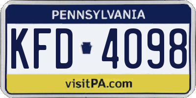 PA license plate KFD4098