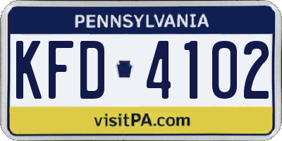 PA license plate KFD4102