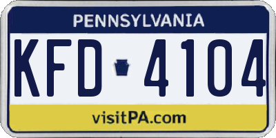 PA license plate KFD4104