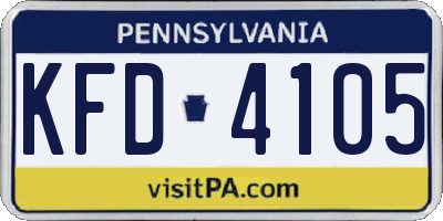 PA license plate KFD4105