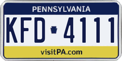 PA license plate KFD4111