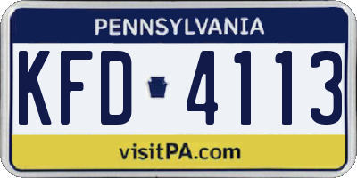 PA license plate KFD4113