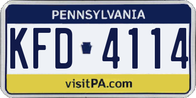 PA license plate KFD4114