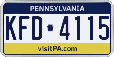 PA license plate KFD4115