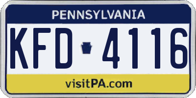 PA license plate KFD4116
