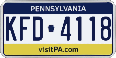 PA license plate KFD4118