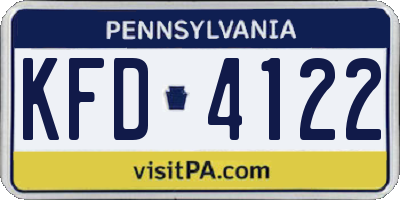 PA license plate KFD4122