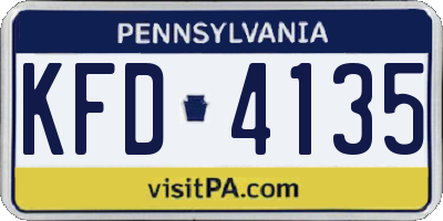 PA license plate KFD4135