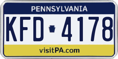 PA license plate KFD4178