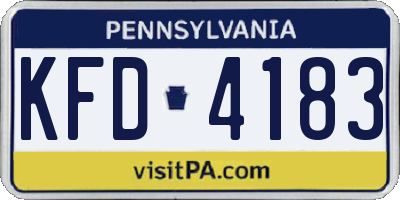 PA license plate KFD4183