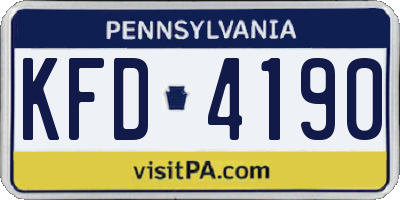 PA license plate KFD4190