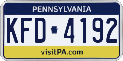 PA license plate KFD4192
