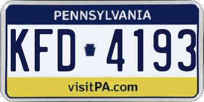 PA license plate KFD4193
