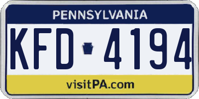 PA license plate KFD4194