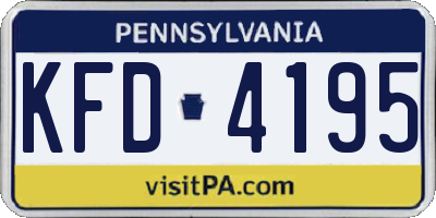 PA license plate KFD4195