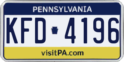 PA license plate KFD4196