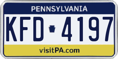 PA license plate KFD4197