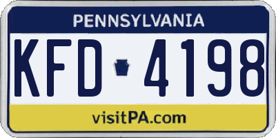 PA license plate KFD4198