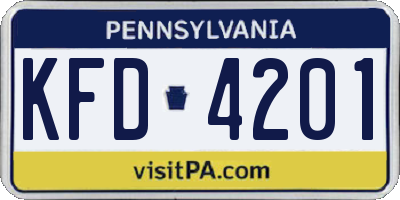 PA license plate KFD4201