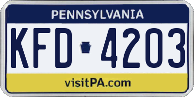 PA license plate KFD4203