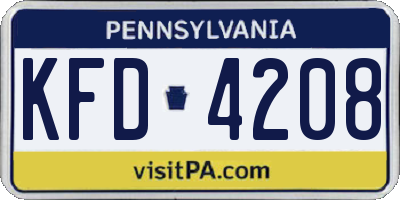 PA license plate KFD4208