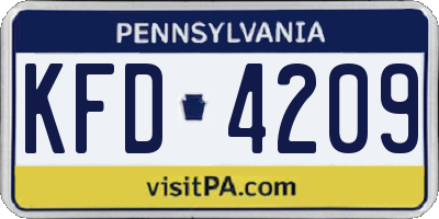 PA license plate KFD4209