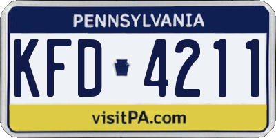 PA license plate KFD4211