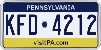 PA license plate KFD4212
