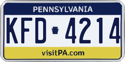 PA license plate KFD4214