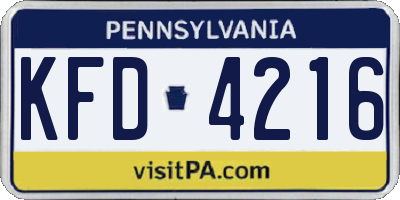 PA license plate KFD4216
