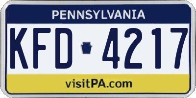 PA license plate KFD4217