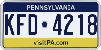 PA license plate KFD4218