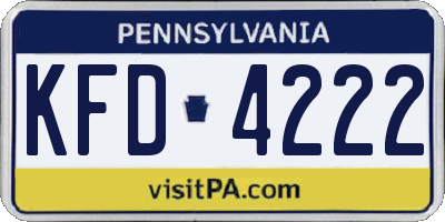 PA license plate KFD4222