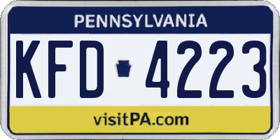 PA license plate KFD4223