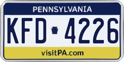 PA license plate KFD4226