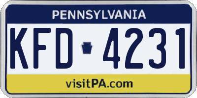 PA license plate KFD4231