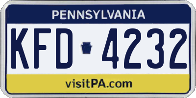 PA license plate KFD4232