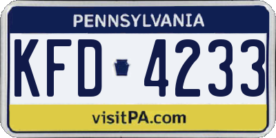 PA license plate KFD4233