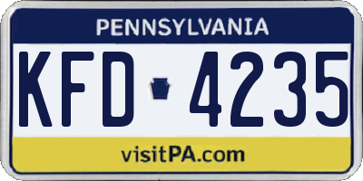 PA license plate KFD4235