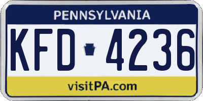PA license plate KFD4236