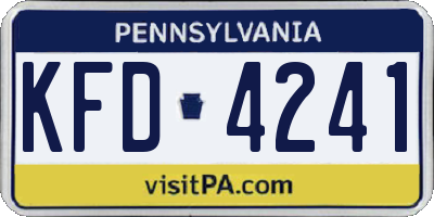 PA license plate KFD4241