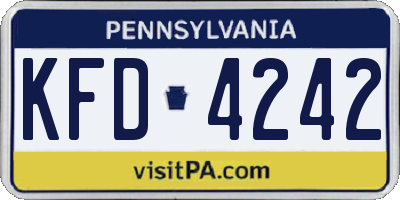 PA license plate KFD4242